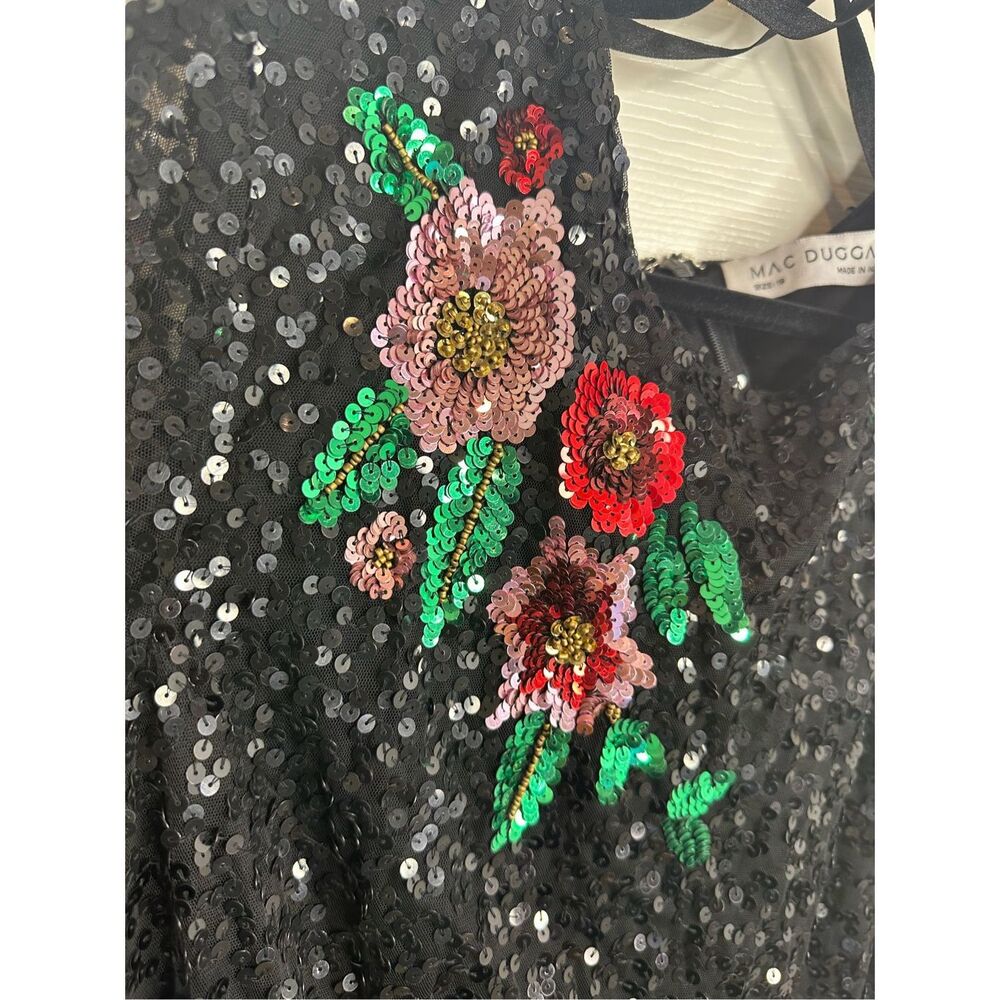 Mac Duggal Sz 16 Style5596 Black Floral Sequin Formal Evening Gown NWT MSRP $698 - Picture 10 of 12